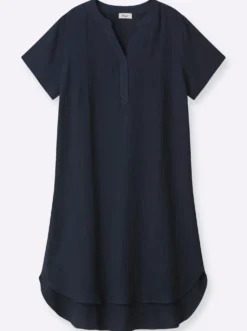 Baumwollkleid mit V-Ausschnitt und Knopfleiste