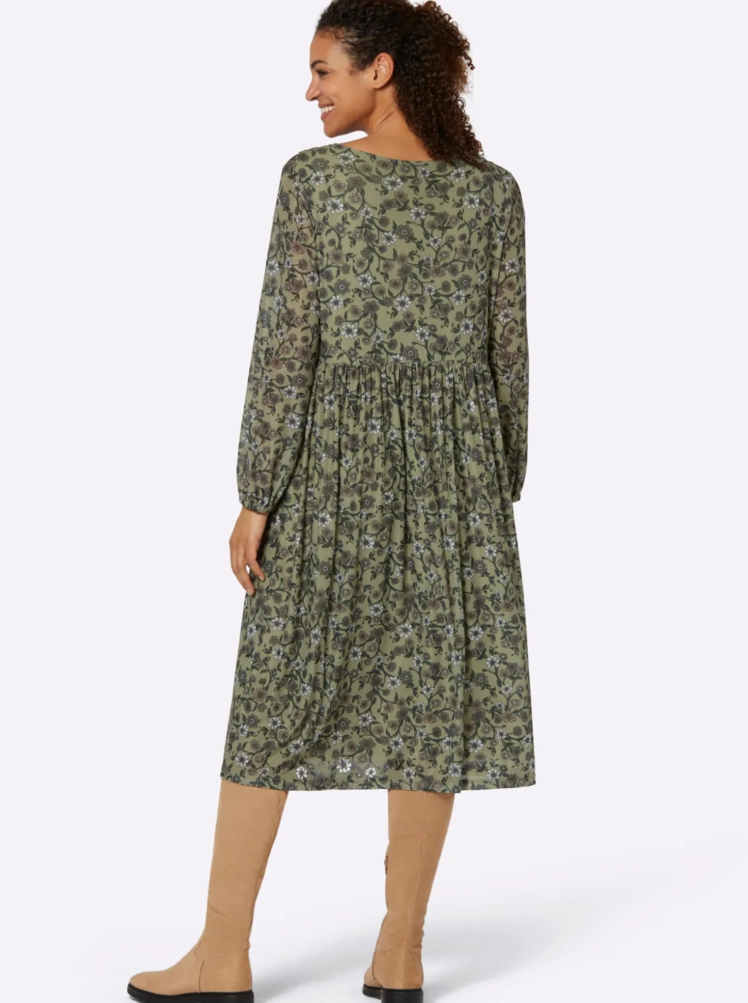 Blumenkleid in floral bedruckter Mesh-Qualität