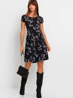 Blumenkleid in Viskose-Stretch-Qualität