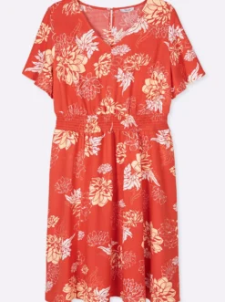 Blumenkleid mit breitem Smokbund