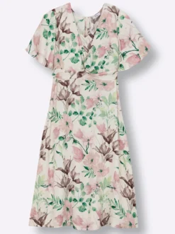 Blumenkleid mit Flügelärmeln und Knotendetail