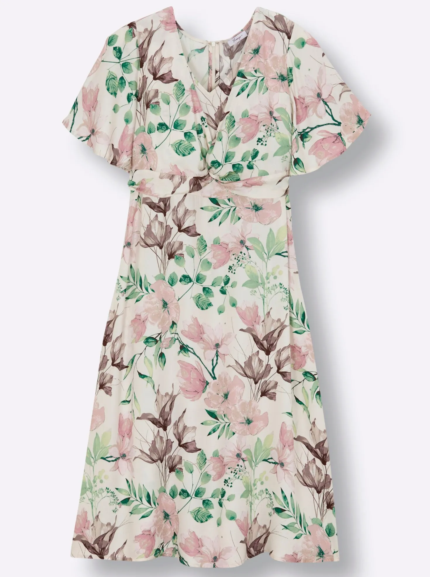 Blumenkleid mit Flügelärmeln und Knotendetail
