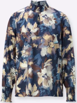 Bluse mit Stehkragen und Digital-Druck