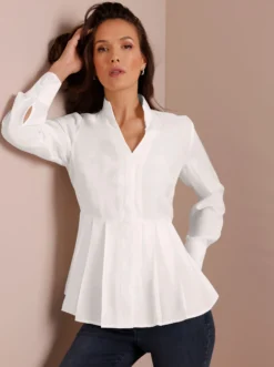 Bluse mit Stehkragen und 30% Seiden-Anteil