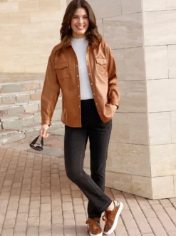 Blusenjacke in Leder-Optik