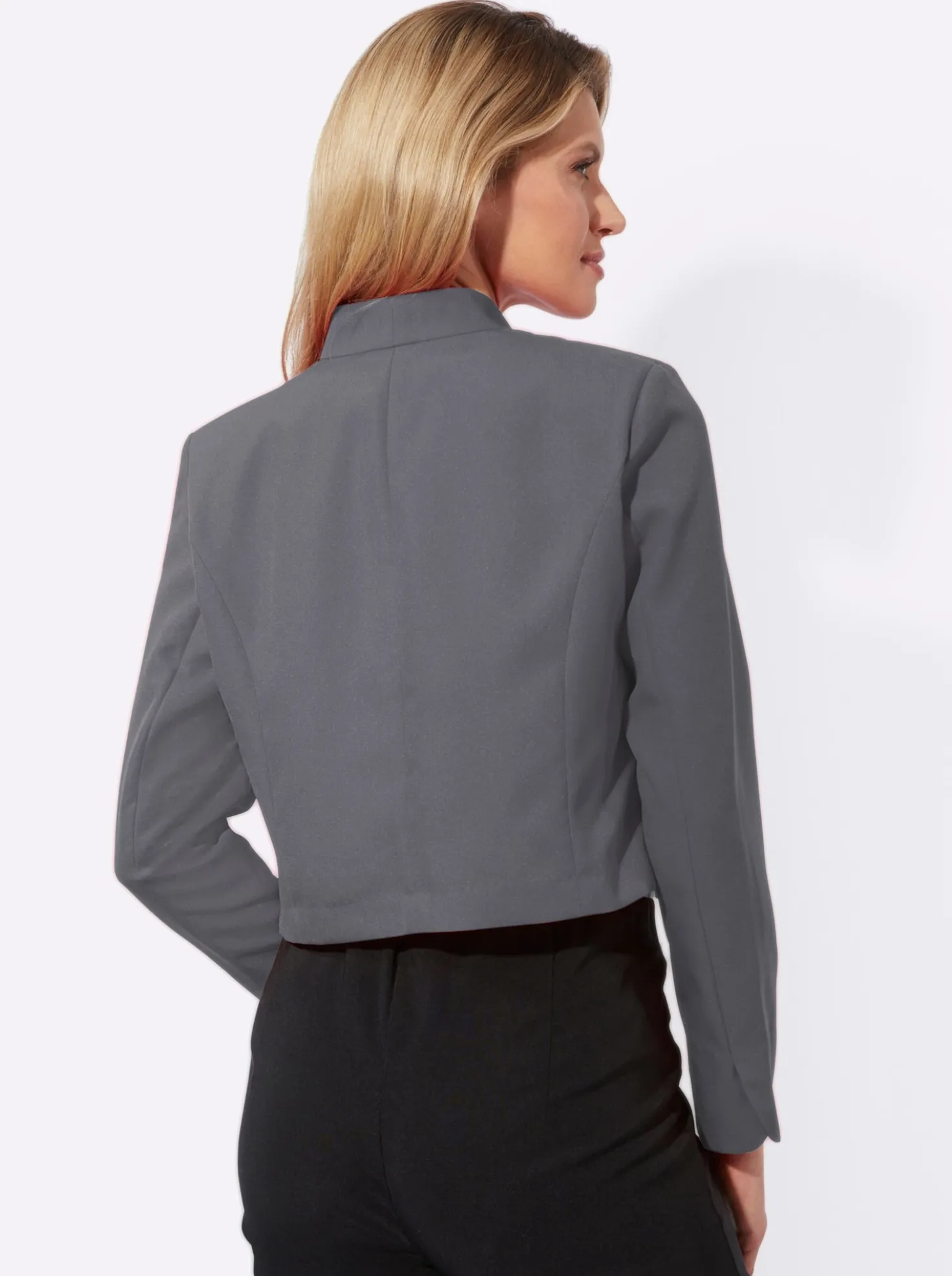 Bolerojacke mit Wellenabschluss, Stehkragen