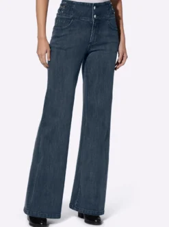 Bootcut-Jeans mit breitem Bund