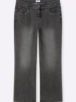 Bootcut-Jeans mit schmalem Gürtel