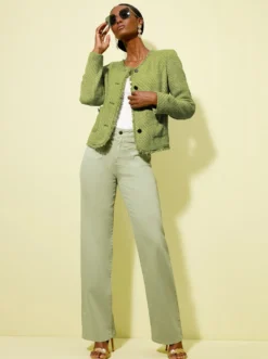 Bouclé-Blazer mit Fransen-Verzierung