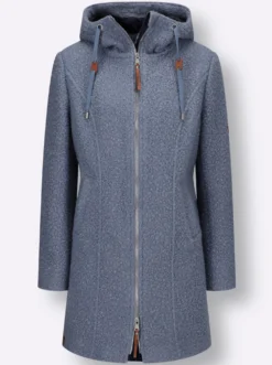 Boucléjacke mit Lederimitat-Details
