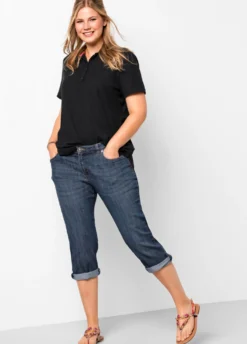 Caprijeans mit Krempelfunktion