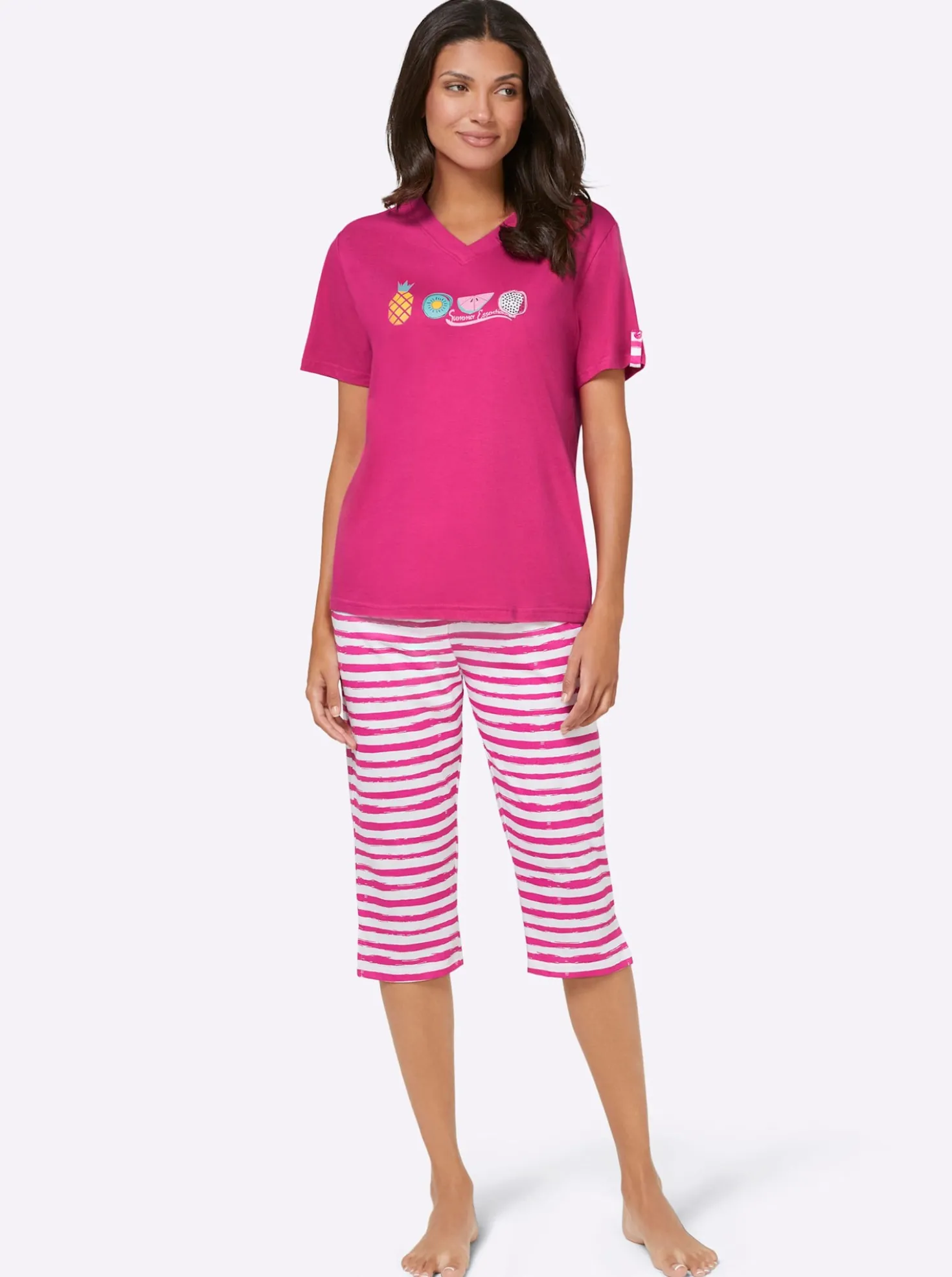 Capri-Schlafanzüge in Single-Jersey-Qualität