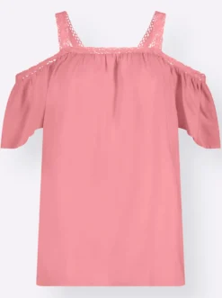 Carmenbluse mit Spitzen-Trägern