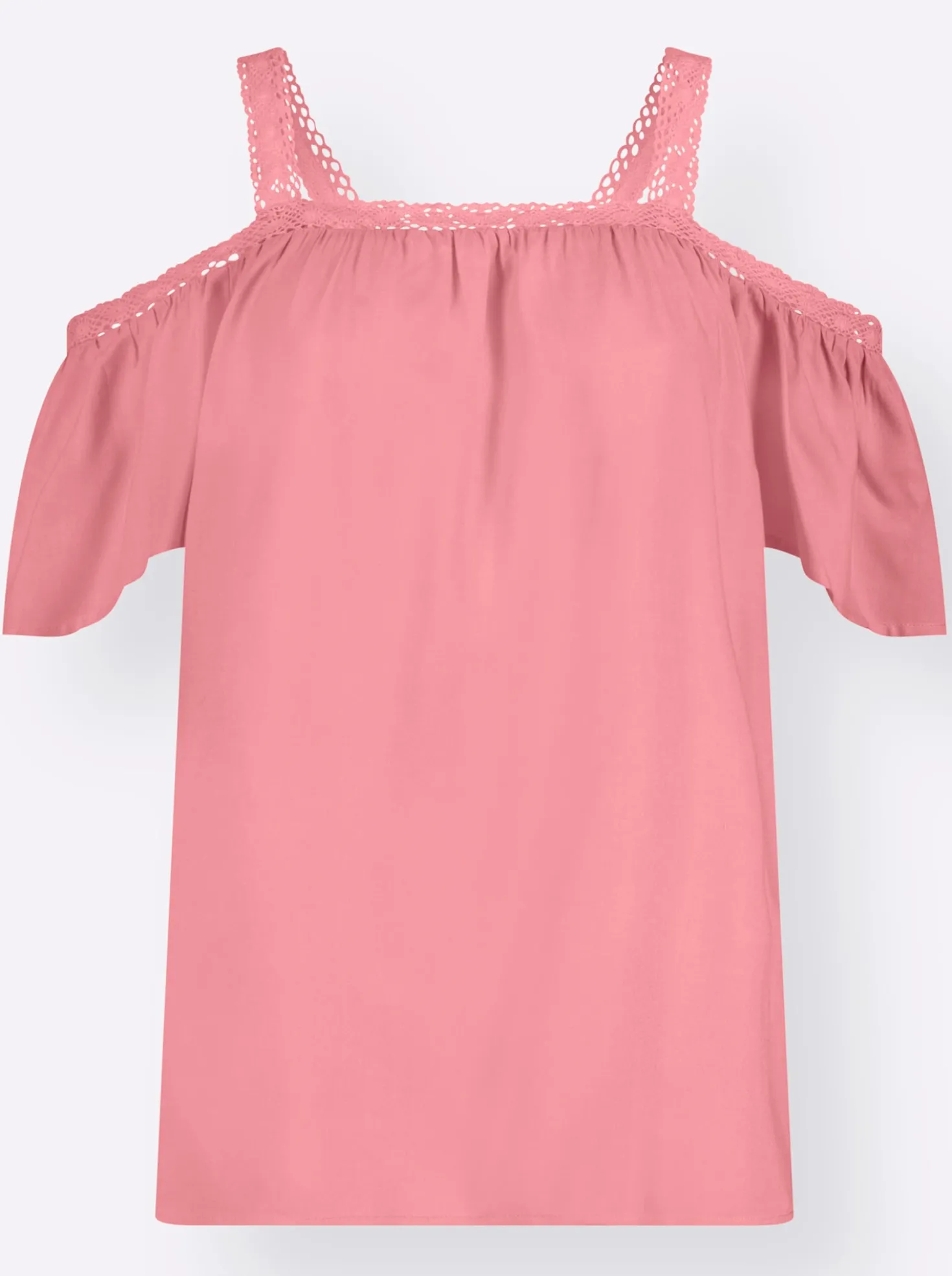 Carmenbluse mit Spitzen-Trägern