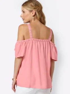 Carmenbluse mit Spitzen-Trägern