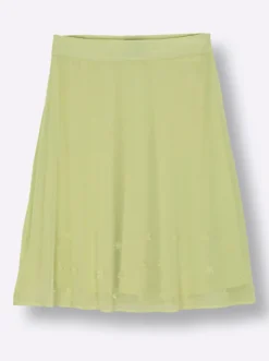 Chiffonrock mit Blüten-Applikationen am Saum