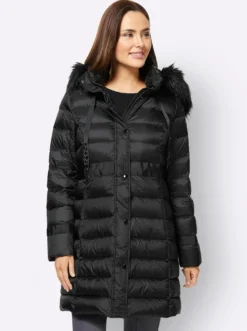 Daunenjacke mit Pelz-Imitat-Detail