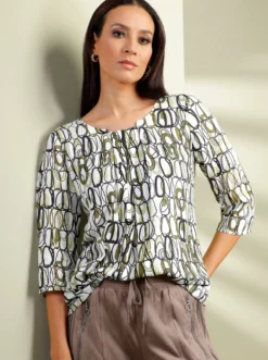 Druckbluse mit 3/4-Arm