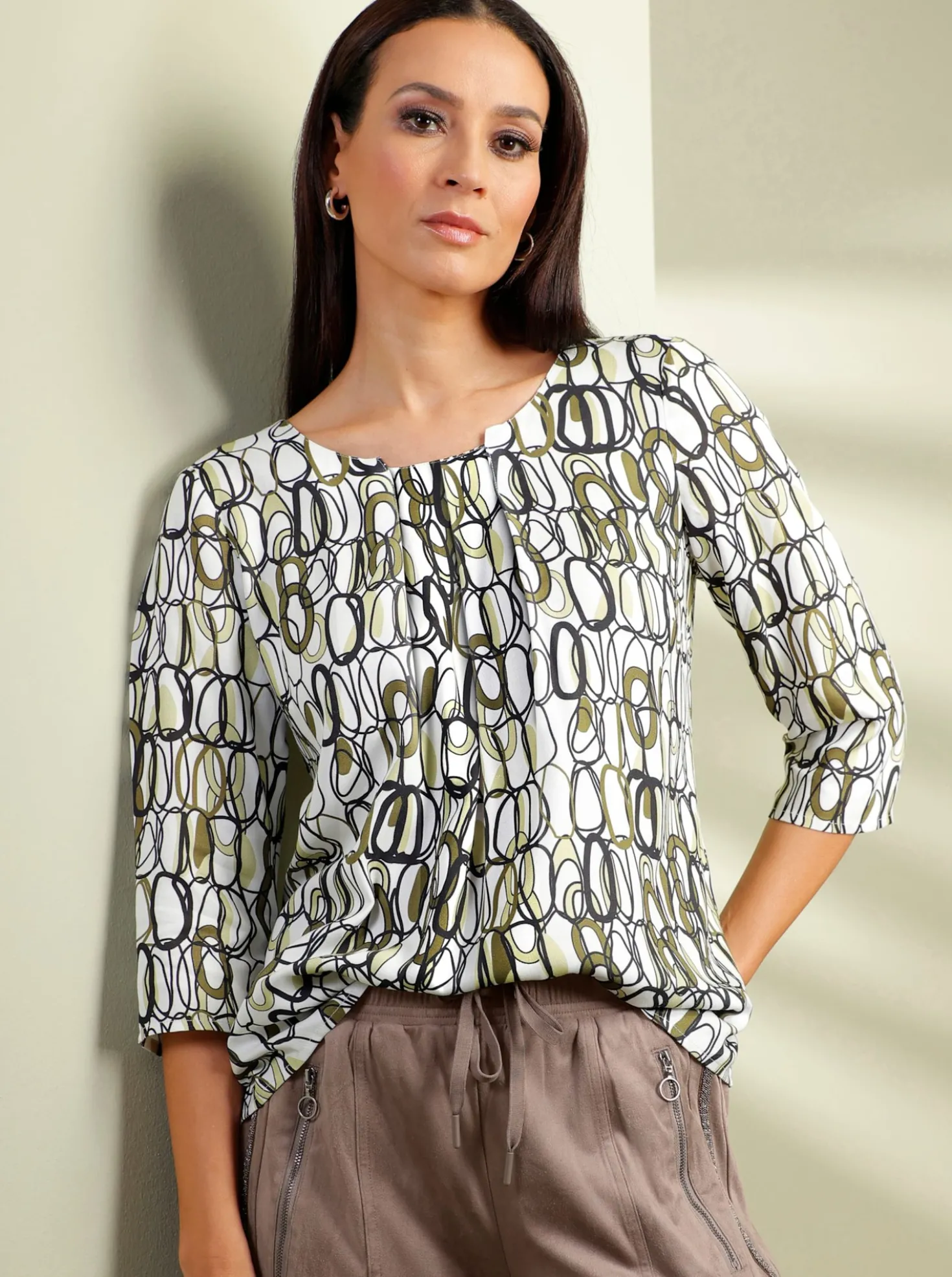 Druckbluse mit 3/4-Arm