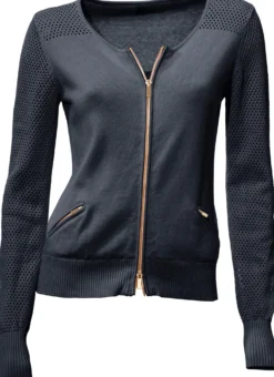 Feinstrickjacke mit 2-Wege-Reißverschluss