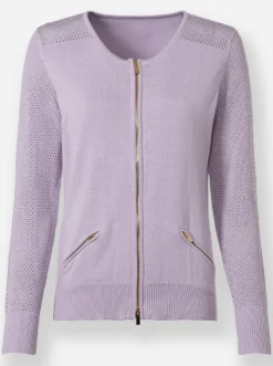 Feinstrickjacke mit 2-Wege-Reißverschluss