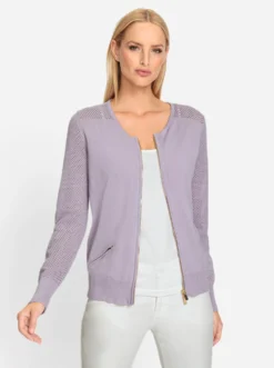 Feinstrickjacke mit 2-Wege-Reißverschluss