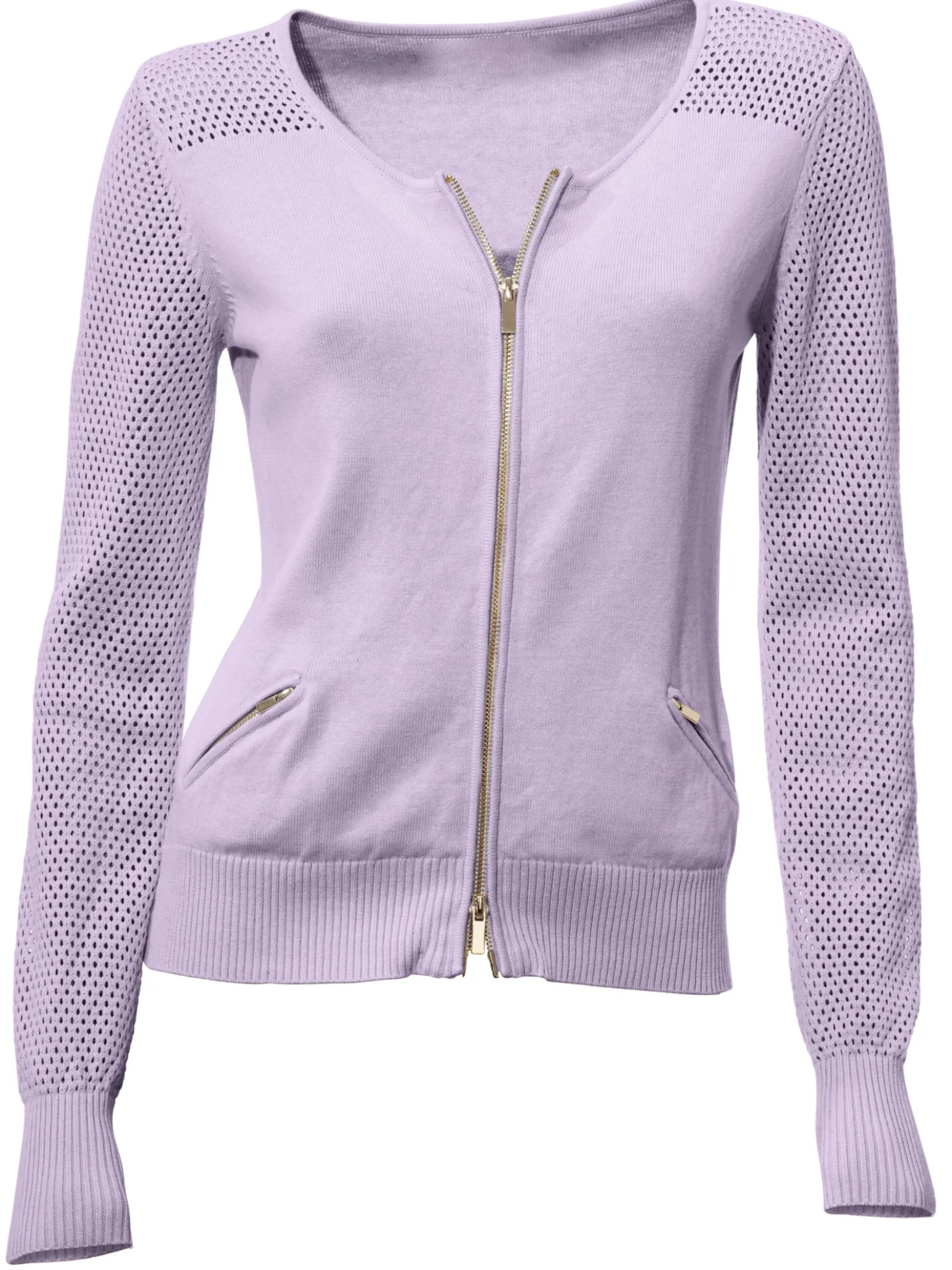 Feinstrickjacke mit 2-Wege-Reißverschluss