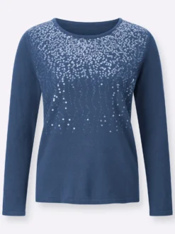 Feinstrickpullover mit transparenten Pailletten