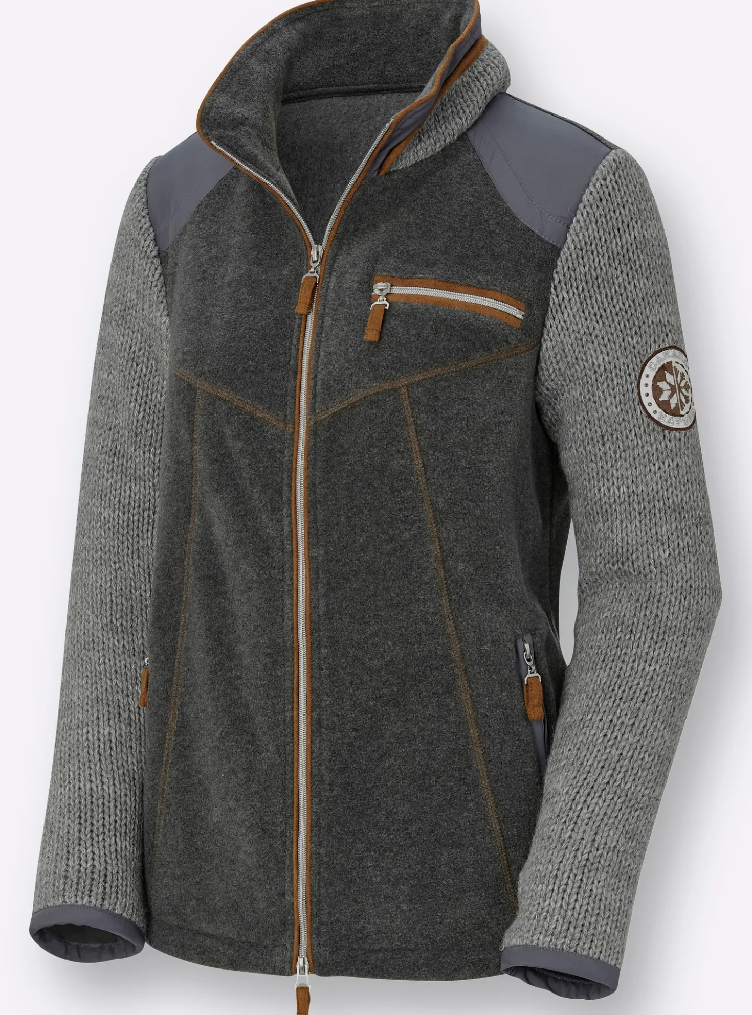 Fleecejacke im Mix aus Fleece und Strick