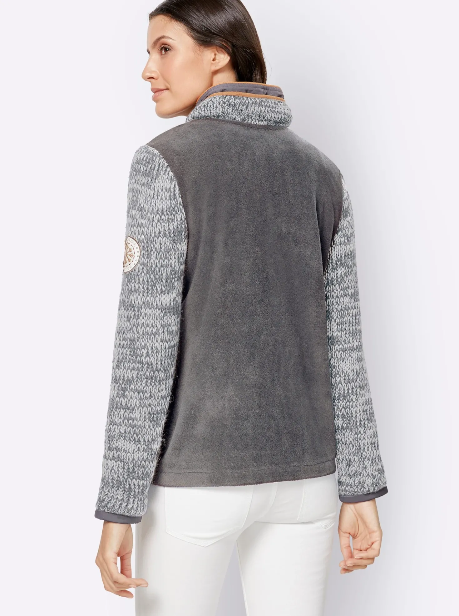 Fleecejacke im Mix aus Fleece und Strick