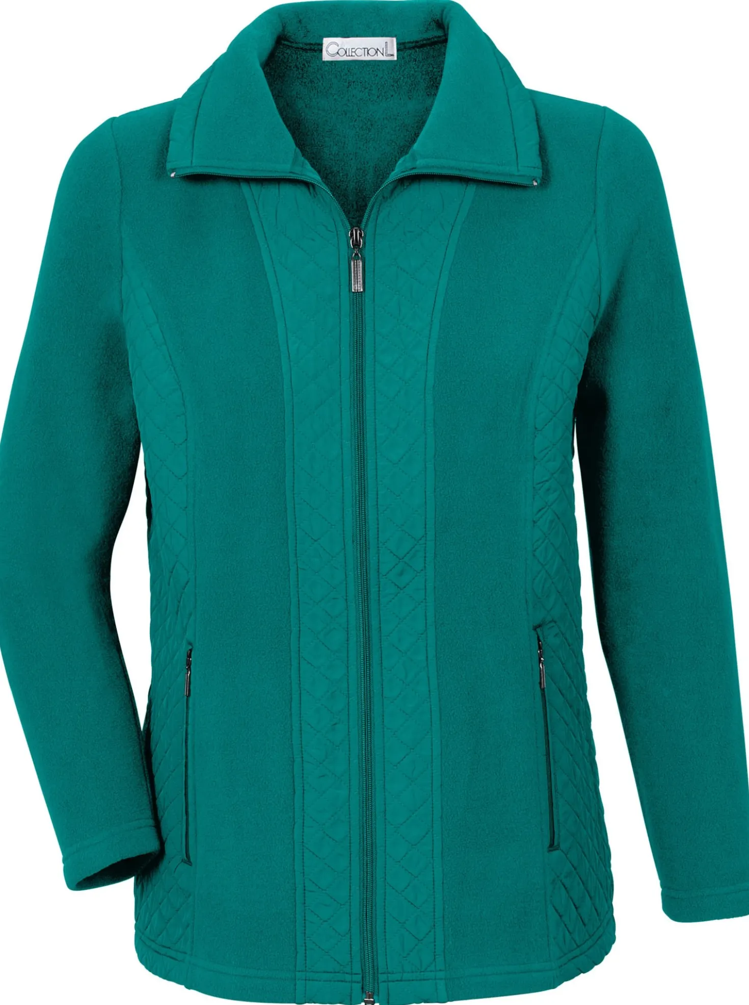 Fleecejacke mit gesteppten Web-Einsätzen