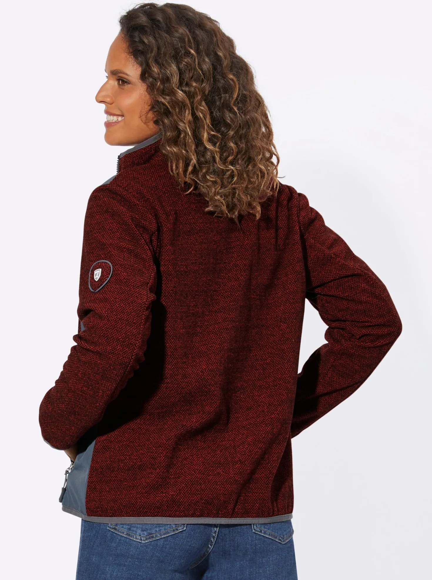 Fleecejacke mit Kontrast-Einsätzen