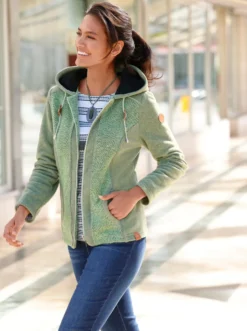 Fleecejacke mit melierten Einsätzen