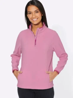 Fleeceshirt mit Stehkragen und Reißverschluss