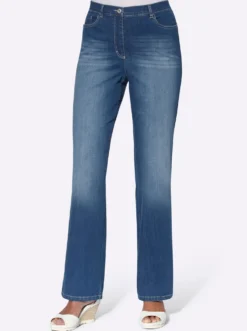 Gerade Jeans mit Stickerei