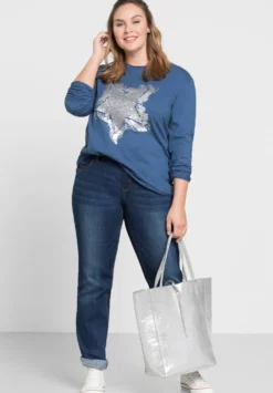 Gerade Jeans mit Used-Effekten