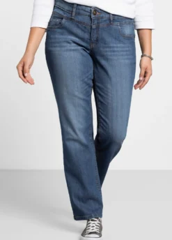 Gerade Jeans mit Used-Effekten