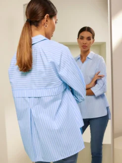 Gestreifte Bluse hinten mit Kellerfalte