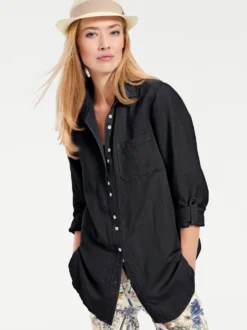 Hemdbluse im Baumwoll-Leinen-Mix