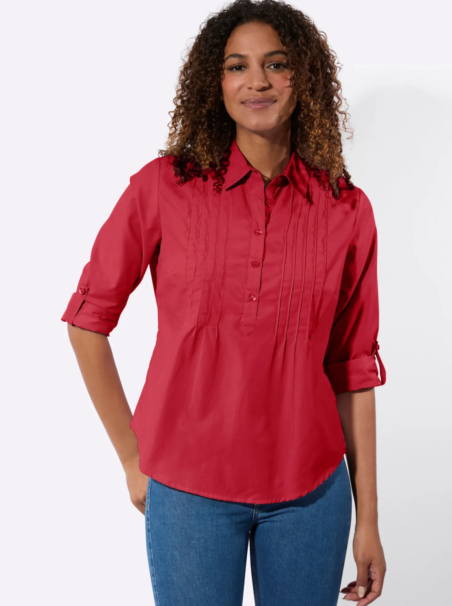 Hemdbluse mit krempelbaren Ärmeln
