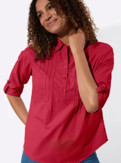 Hemdbluse mit krempelbaren Ärmeln