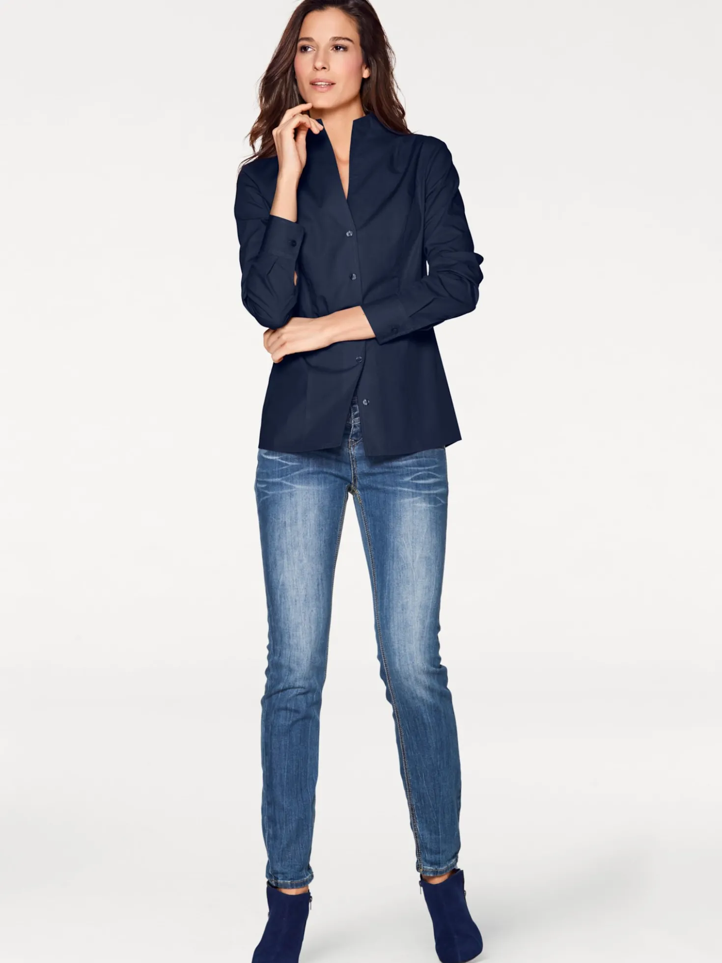 Hemdbluse mit Stehkragen