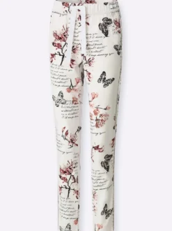 7/8-Hose mit floralem und Lettering-Druck