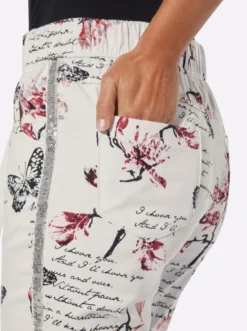 7/8-Hose mit floralem und Lettering-Druck