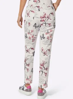 7/8-Hose mit floralem und Lettering-Druck