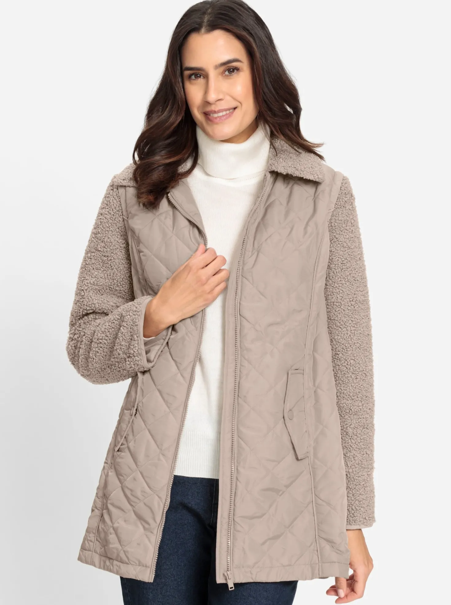 2-in-1-Jacke im Materialmix