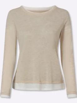 2-in-1-Langarmshirt mit kontrastfarbenen Abschlüssen