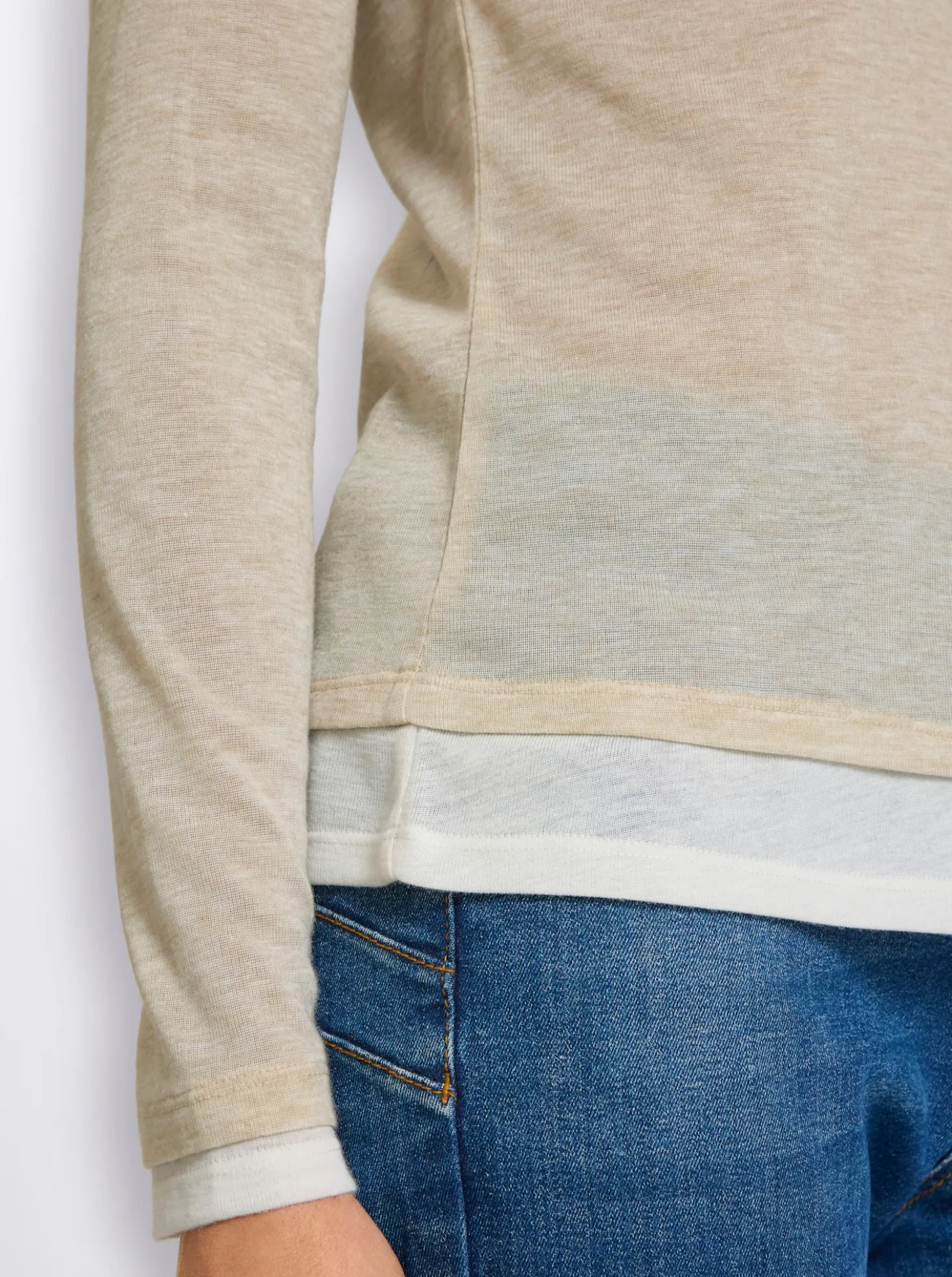 2-in-1-Langarmshirt mit kontrastfarbenen Abschlüssen