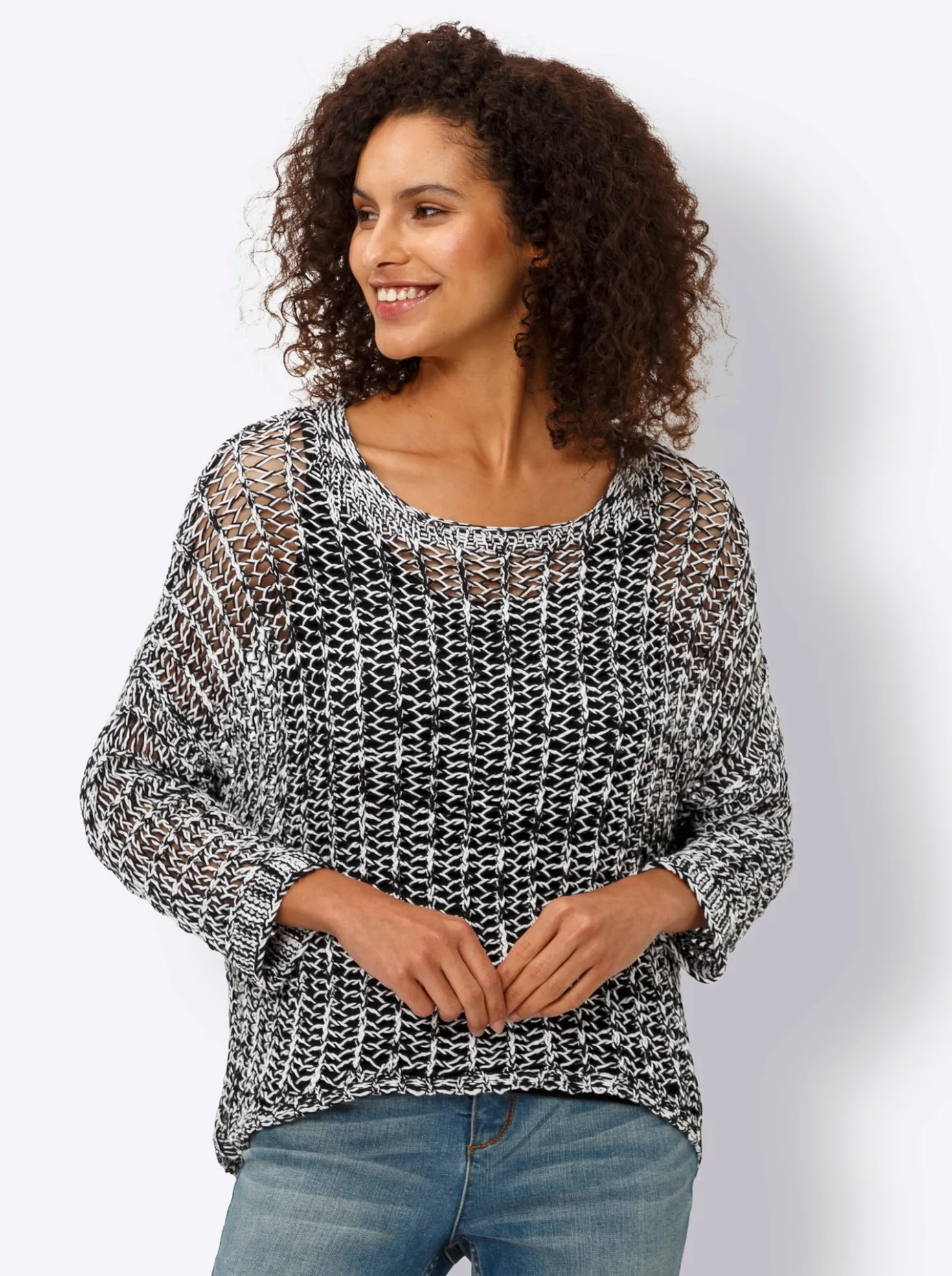 2-in-1-Pullover im Ajour-Strick