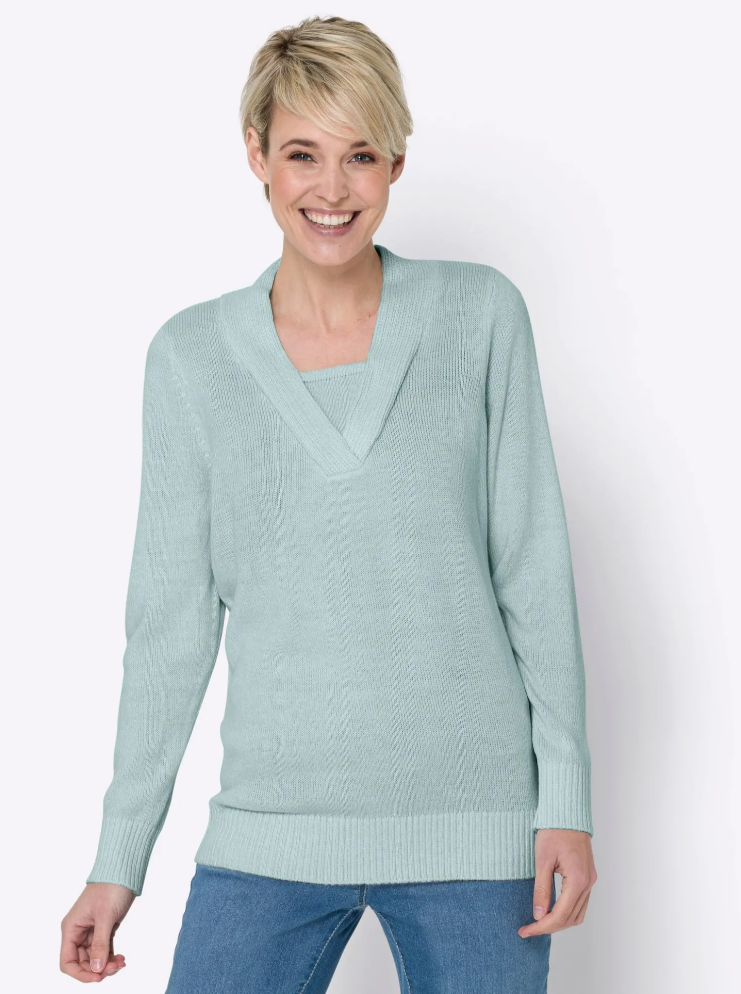 2-in-1-Pullover in Melange-Optik